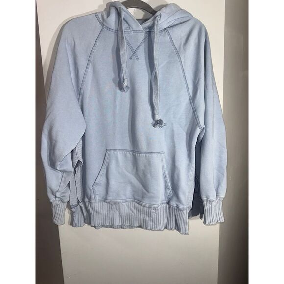 American Eagle Outfitters Tops - American Eagle light‎ blue split side ribbed hoodie oversized small
